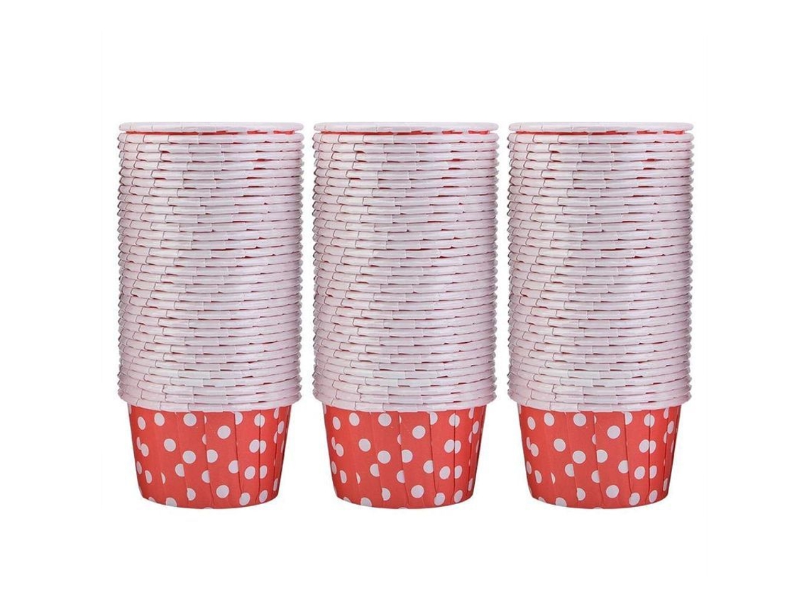 2026 100 Moldes de Papel Redondo para Cupcakes e Bolos Ferramentas de Baking Pontos Vermelhos