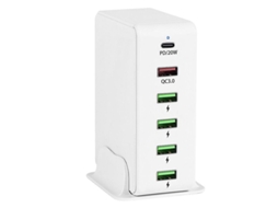 Carregador de Parede USB C 65W com 6 Portas PD3.0 Qc3.0 para Smartphone e Tablet