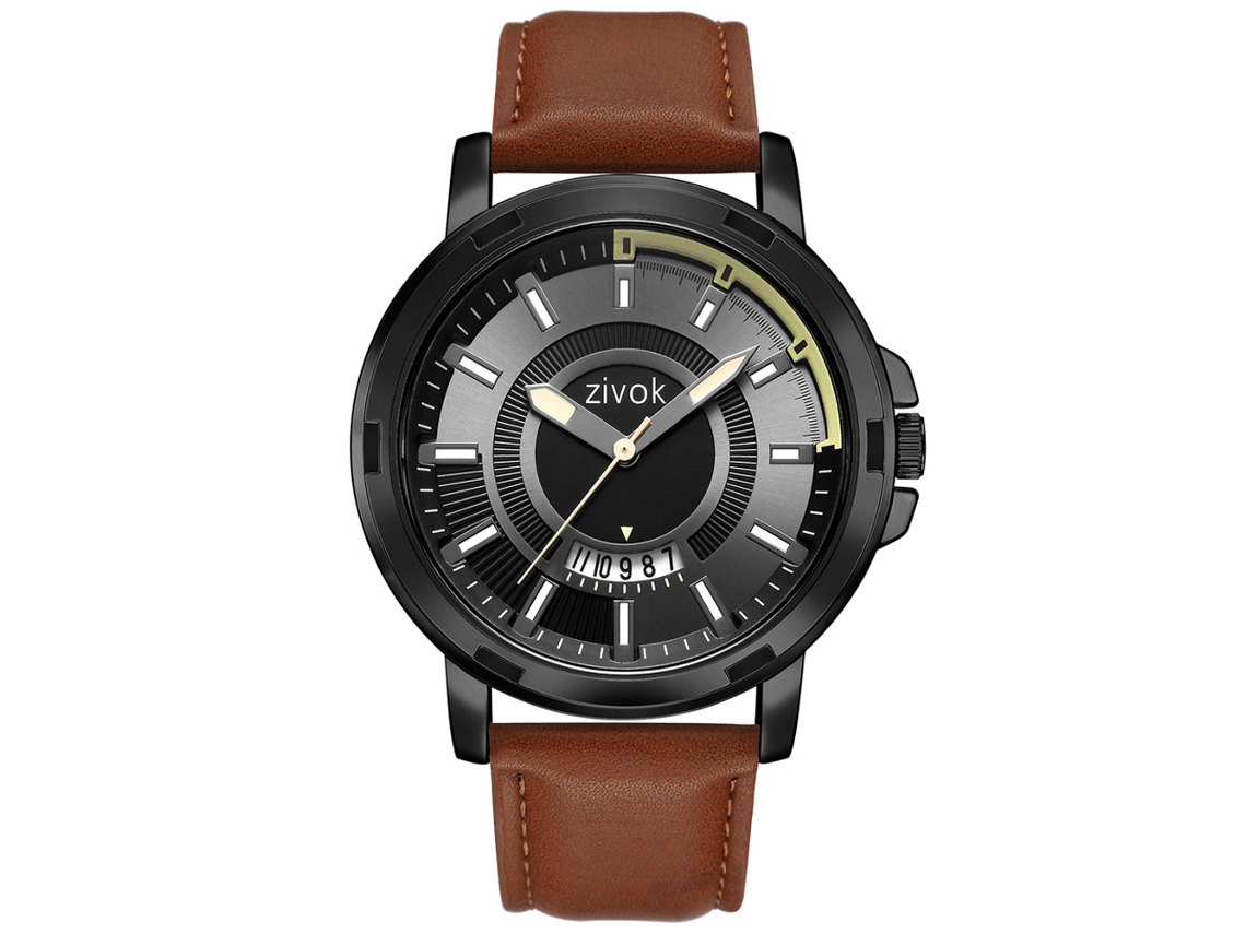 Reloj Deportivo Hombre Zivok De Cuero Con Movimiento De Cuarzo Diál Redondo 02