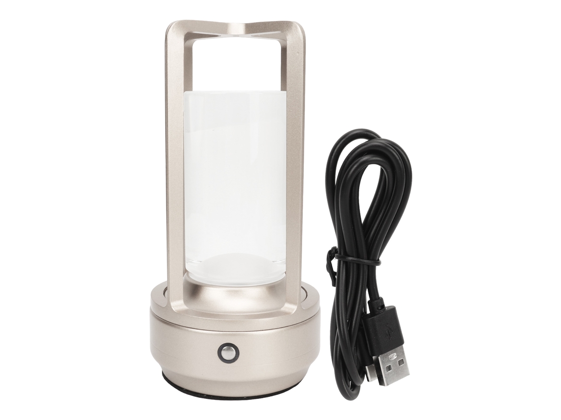 Lâmpada de Mesa Sem Fio Led Cristal 3 Temperaturas Touch Control Recarregável Usb Prata | S/MARCA