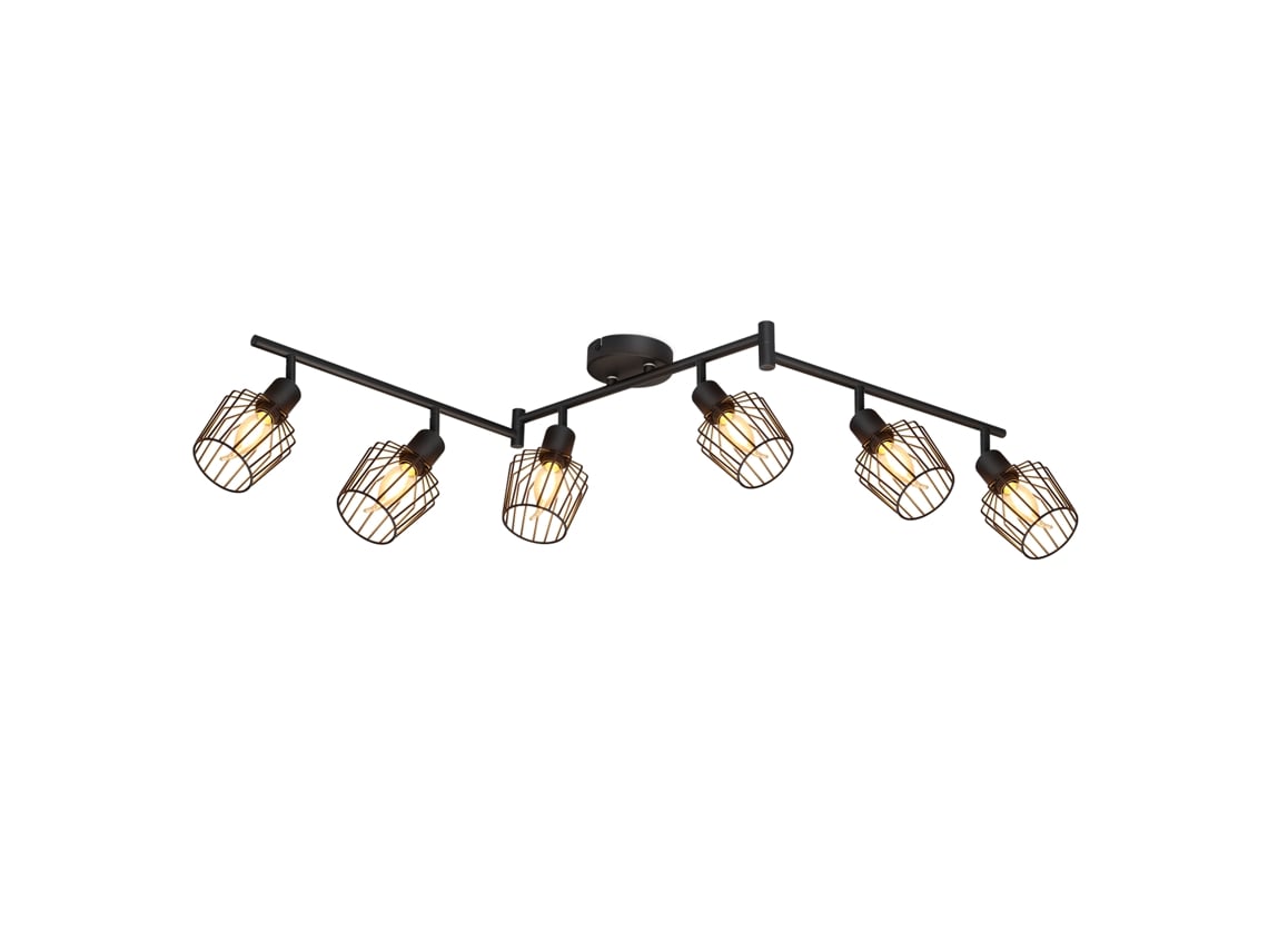 Plafon E14 6 Chamas Spot de Teto Preto Industrial Led Refletor Rotativo 350 Regulável NETTLIFE
