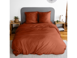 Jogo De Cama Em Microfibra Lavada Terracota