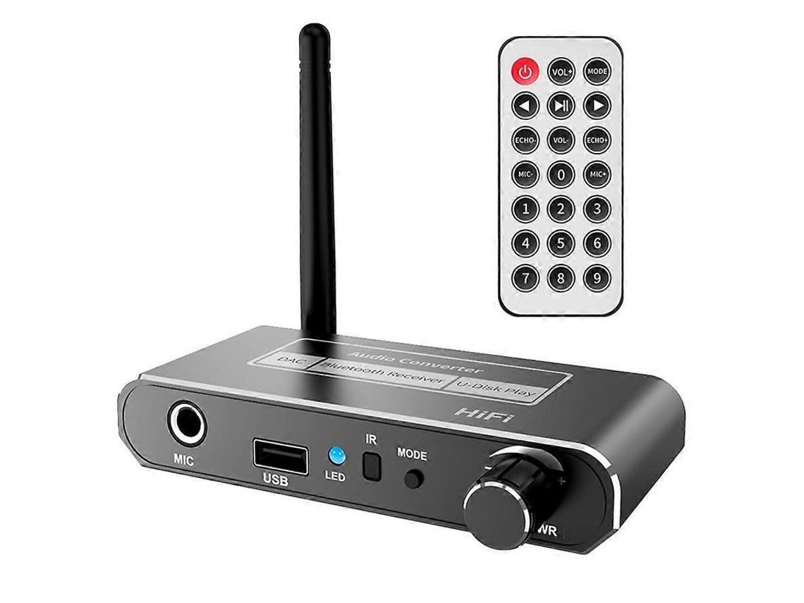 2026 conversor Hifi Sem Fio Bluetooth 5.2 Receptor Áudio Coaxial para Aux 3.5mm com Pen Drive Preto