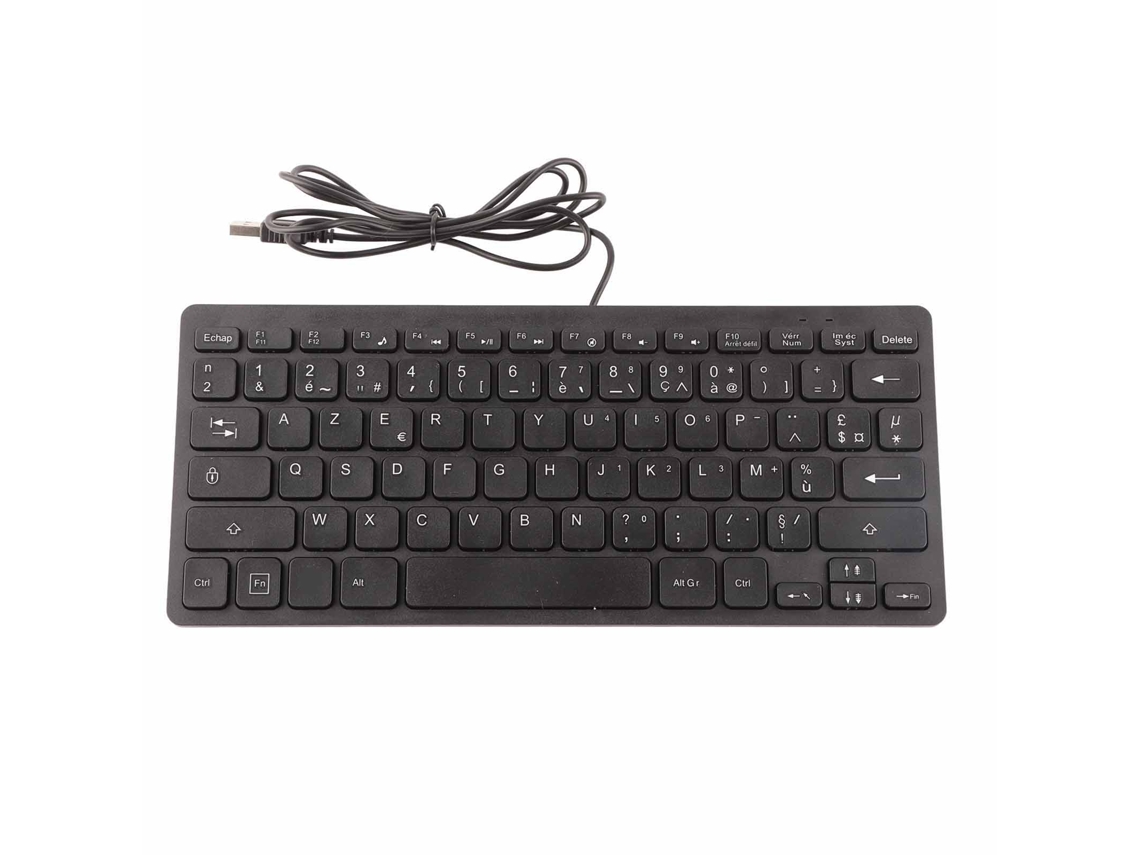 Mini teclado com cabo de 78 teclas, Usb, distribuição francesa ABNT2, ultrafino, para computadores de mesa, portáteis e computadores | S/MARCA
