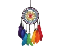 Aredor De Sonhos Colorido Arco-íris Artesanal Ornamentos Chocalhos Penas Arco-íris Aredor De Sonhos