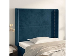 Vidaxl Cabeceira Cama C/ Abas Veludo 83x16x118/128 Cm Azul-escuro