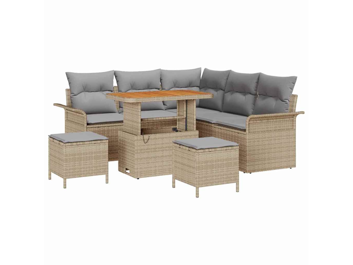 Maison Exclusive - Conjunto De Sofá De Jardim 8 Pcs Bege E Cinza Claro