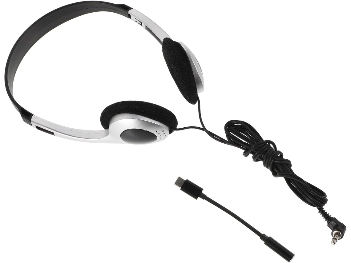 Toyandona Casque Audio Vintage Léger Argenté Com Adaptador 3, 5 Mm Para Usb - C, Compatível Com Laptop E