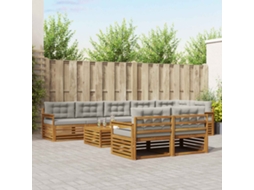 Vidaxl Conjunto De Sofás Para Exterior 9 Unid. Cinza Natural E Claro