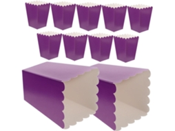 50-caixas De Pipoca Papel Roxo, Resistentes À Gordura, Tamanho Médio, Para Festas, Salgadinhos E Doces, Recipientes
