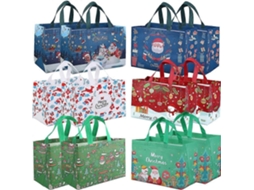Conjunto De 12 Sacolas Grandes De Natal Com Alças, Sacolas De Presente Reutilizáveis, De Compras, 12 St