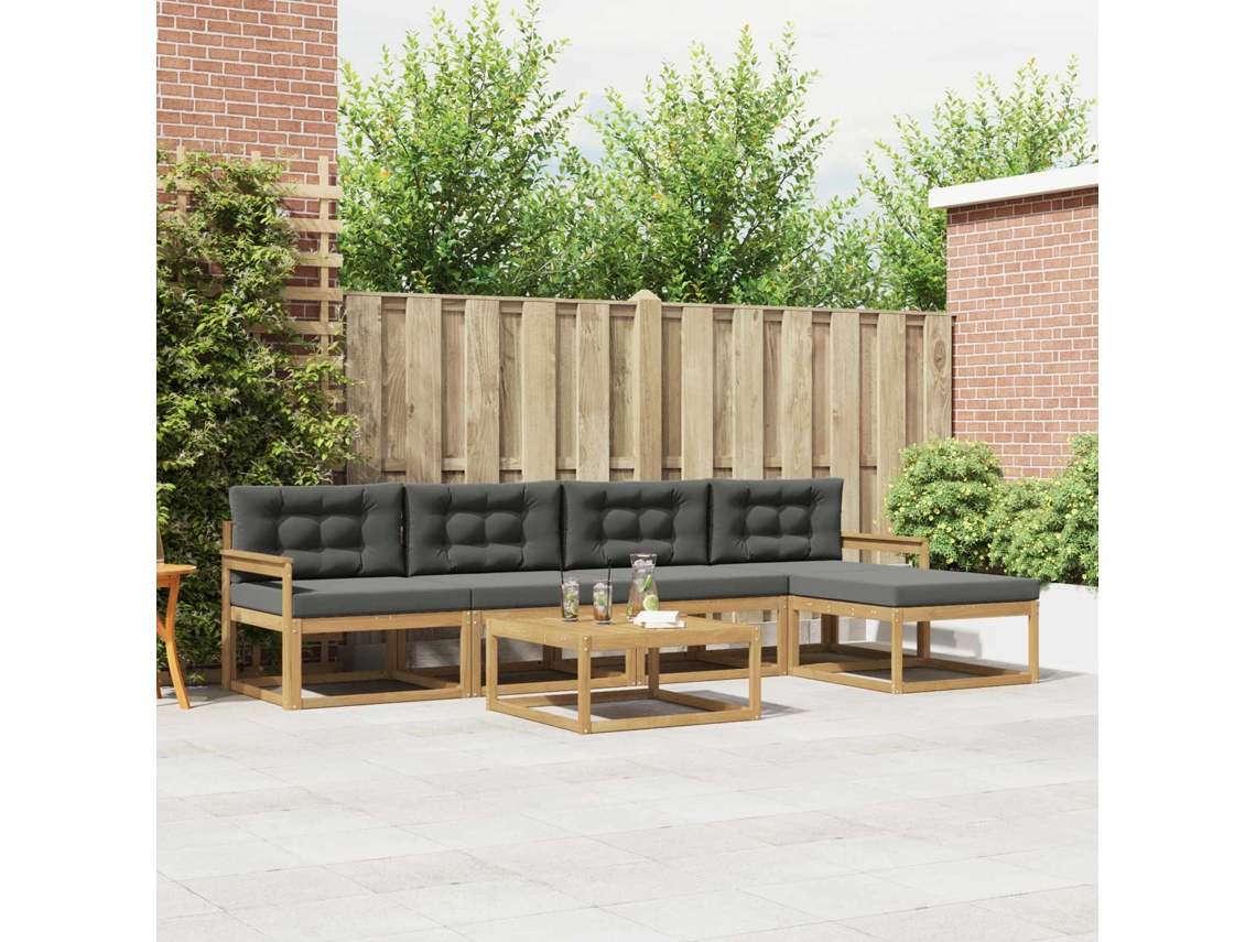 Vidaxl Conjunto De Sofás Para Exterior 6 Unid. Branco E Antracite