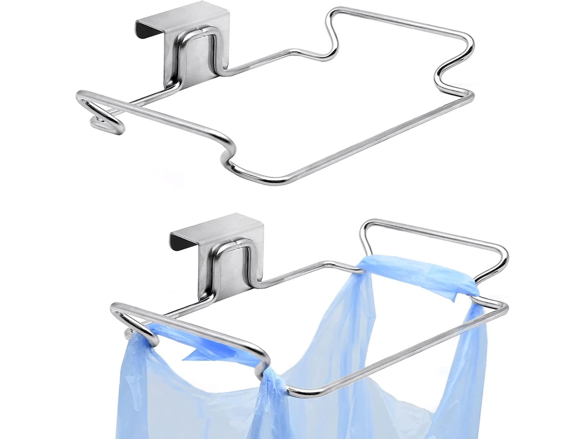 Suporte para saco de lixo suspenso em aço inoxidável Slowmoose, atrás da porta (pacote com 2)