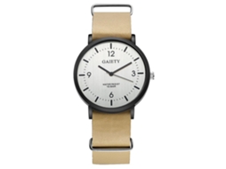 Relógio masculino casual analógico de quartzo com pulseira de PU, estilo executivo, bege Gaiety