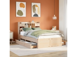 Vidaxl Cama Com Estante Sem Colchão 135x190 Cm Pinho Maciço