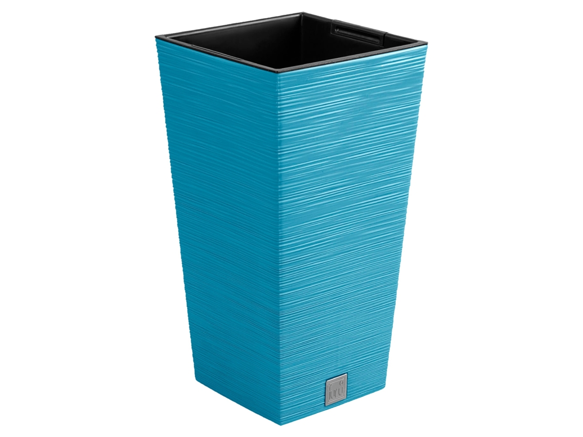 Vaso De Flores Azul Com Reservatório, 34,5 X 34,5 X 66 Cm, Capacidade De 24 L.