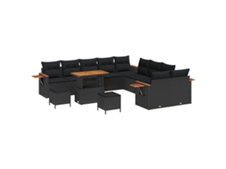 Maison Exclusive - Conjunto De Sofá De Jardim Com Almofada 13 Pcs Preto