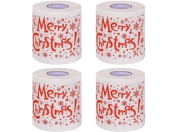 4 Rolos de Papel Higiênico de Natal, decorativo com "Merry Christmas" | S/MARCA