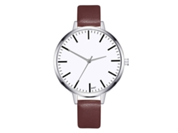 Relógio de Quartzo Feminino Estilo Vintage Simples de Negócio Pulseira de Couro Pu Café