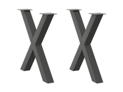 Vidaxl Pés Para Mesa De Jantar Em Formato De X, 2 Peças, Antracite, 80x (72-73) Cm, Aço