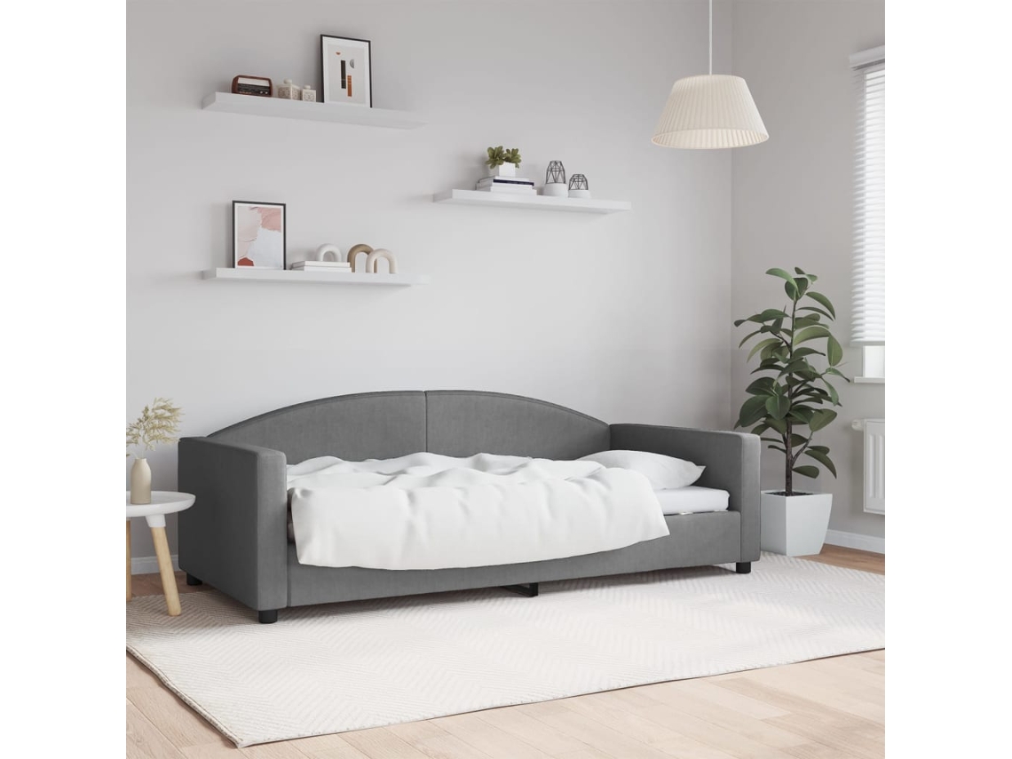 Vidaxl Sofá cama 90x190 Cm Tecido Cinzento escuro