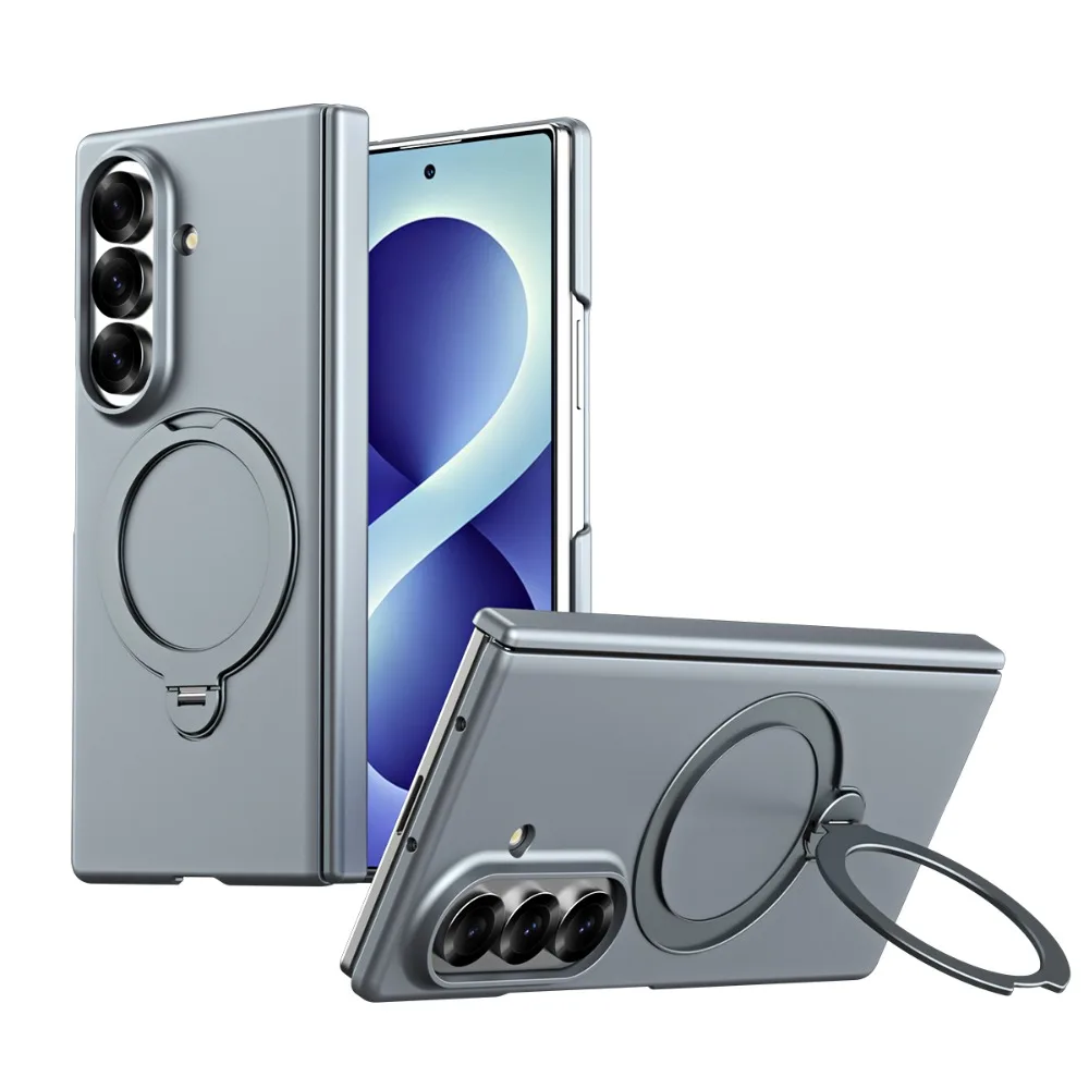 Capa Para Celular Com Suporte Magnético De Anel 360° (cinza, Galaxy Z Fold5), Compatível Com Magsafe, Capa Protetora À Prova De Choque.