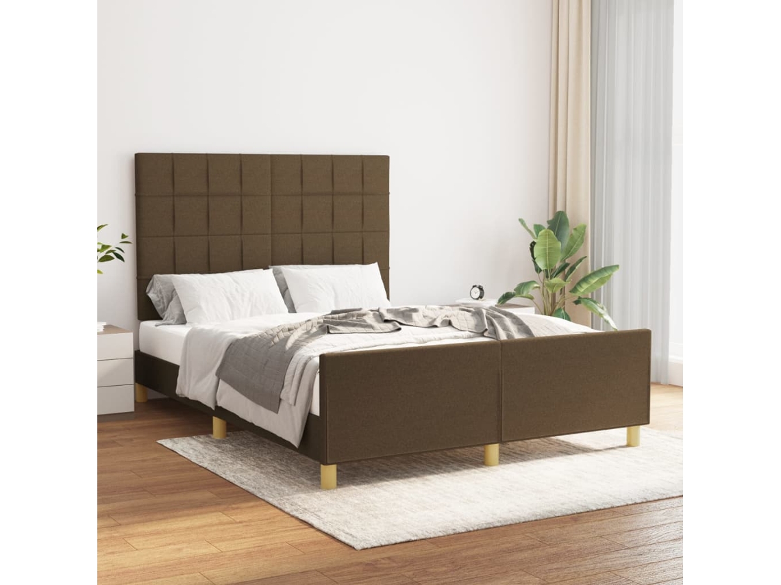 Vidaxl Estrutura De Cama Sem Colchão 140x200 Cm Tecido Castanho-escuro