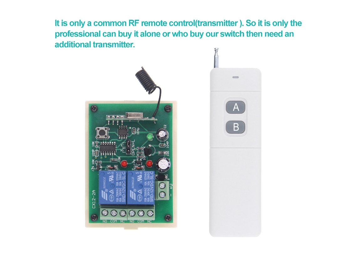 Controle remoto portátil 2CH 433MHz transmissor de longa distância 3000m para interruptores sem fio S/MARCA