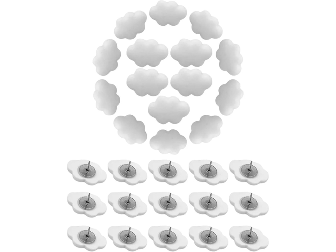 Tachinhas De Resina Com Design Nuvens Brancas E Creme, 60 Unidades,