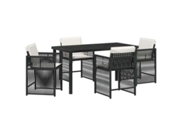 Conjunto de Jantar para Jardim 5 Pcs - Móveis de Jardim para Refeição Preto Vime Pe HARLANV1
