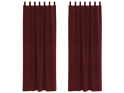 Conjunto 2 Cortinas Opacas Vidaxl Vermelho Veludo (140 X 245 Cm)