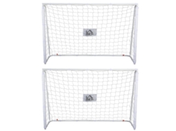 Conjunto De 2 Balizas De Futebol Aço E Malha Pe Cor Branco 186x62x123 Cm Homcom