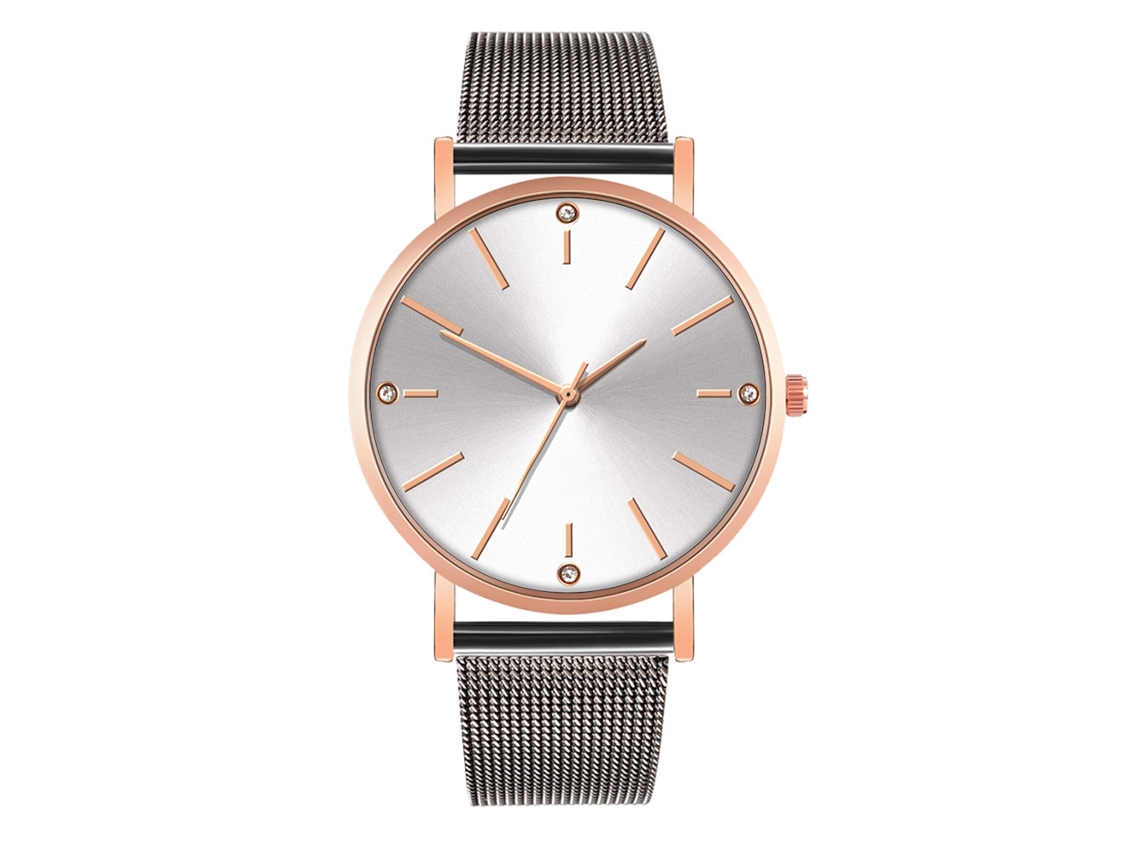 Reloj De Moda Para Parejas Con Correa De Malla Dial Redondo Cuarzo Unisex