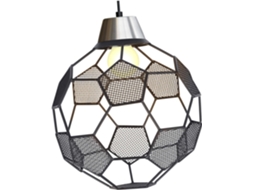 Lustre Decorativo Pendente em Aço Inoxidável com Formato Oco de Bola de Futebol Americano, Ideal para Sala de Estar e Corredor. SFUSHOS