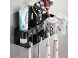 Portacepillos De Pared Sin Taladrar Con Taza Invertida Y Compartimentos Para Baño