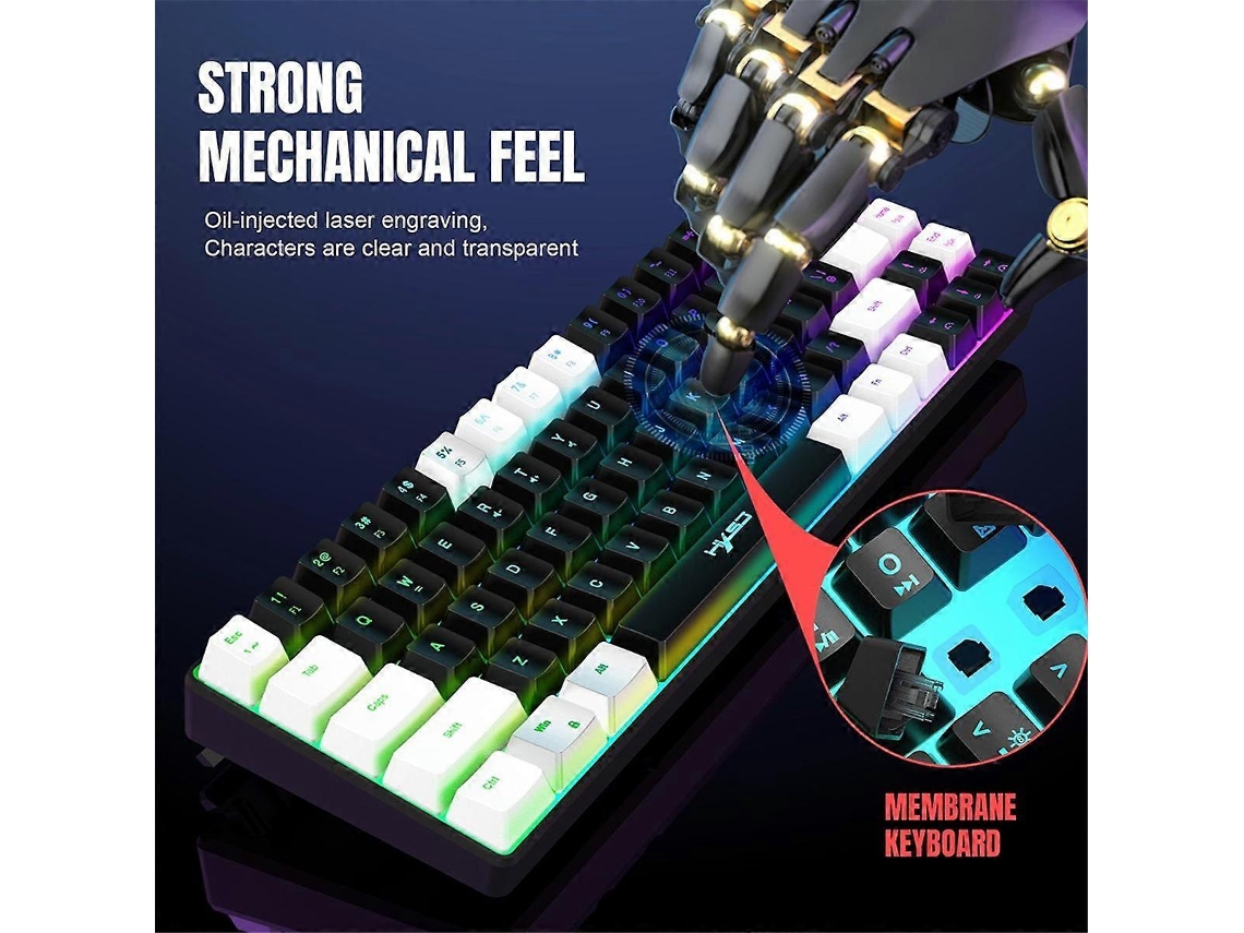 Teclado Mecânico Compacto Rgb Luminoso Com 68 Teclas, Mouse E Teclado Para Jogos De Pc B Slowmoose