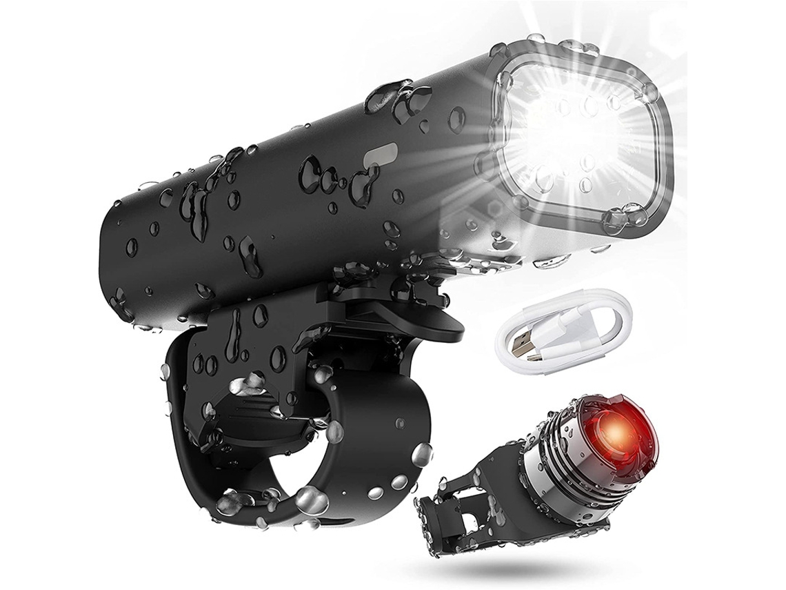 Conjunto De Luzes Para Bicicleta , Iluminação Led Para Bicicleta, 2 Modos De Luz, Recarregável Via Usb Aquaforge (farol Dianteiro E Traseiro)