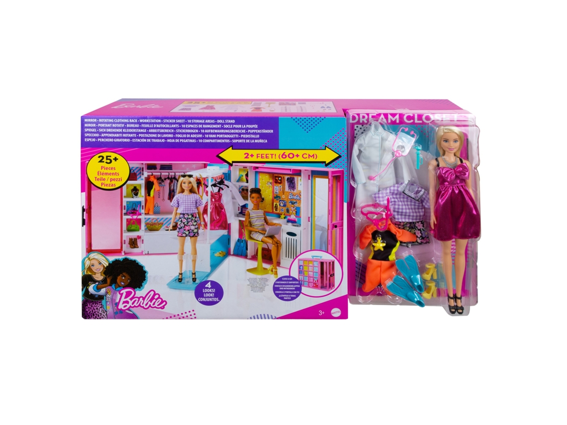 Playset com Boneca e Acessórios – Barbie Dream Closet – Novo