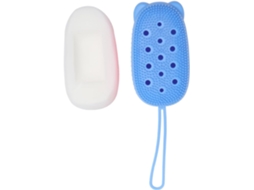 Escova De Banho Silicone Callaron Com Estojo Armazenamento, Ferramenta Portátil Para Casa E Banheiro, Azul Celeste