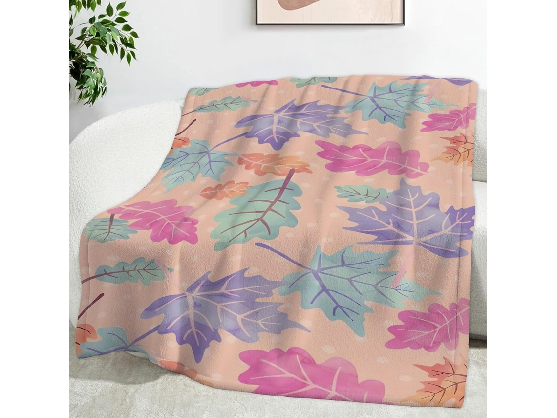 Manta com Estampa de Folha Bordo para Plantas 220x240 Cm Multifuncional Macia Aconchegante em Flanela Ideal Es