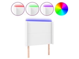 Cabeceira Cama com Led Couro Artificial 103x16x118/128 Cm Branco MAISON EXCLUSIVE
