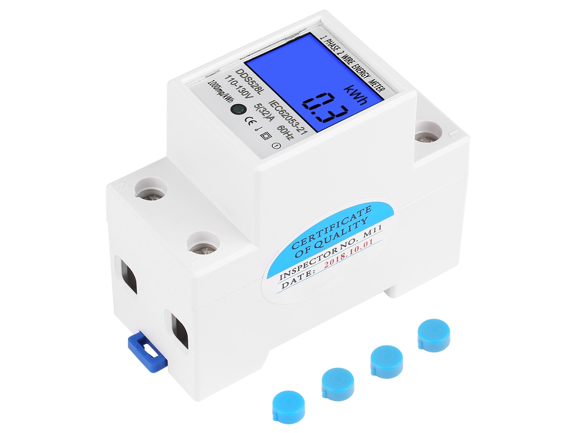 Yuru medidor de Energia Monofásico Digital Lcd 5 32a 110 130v 60hz com Retroiluminação para Trilho Din