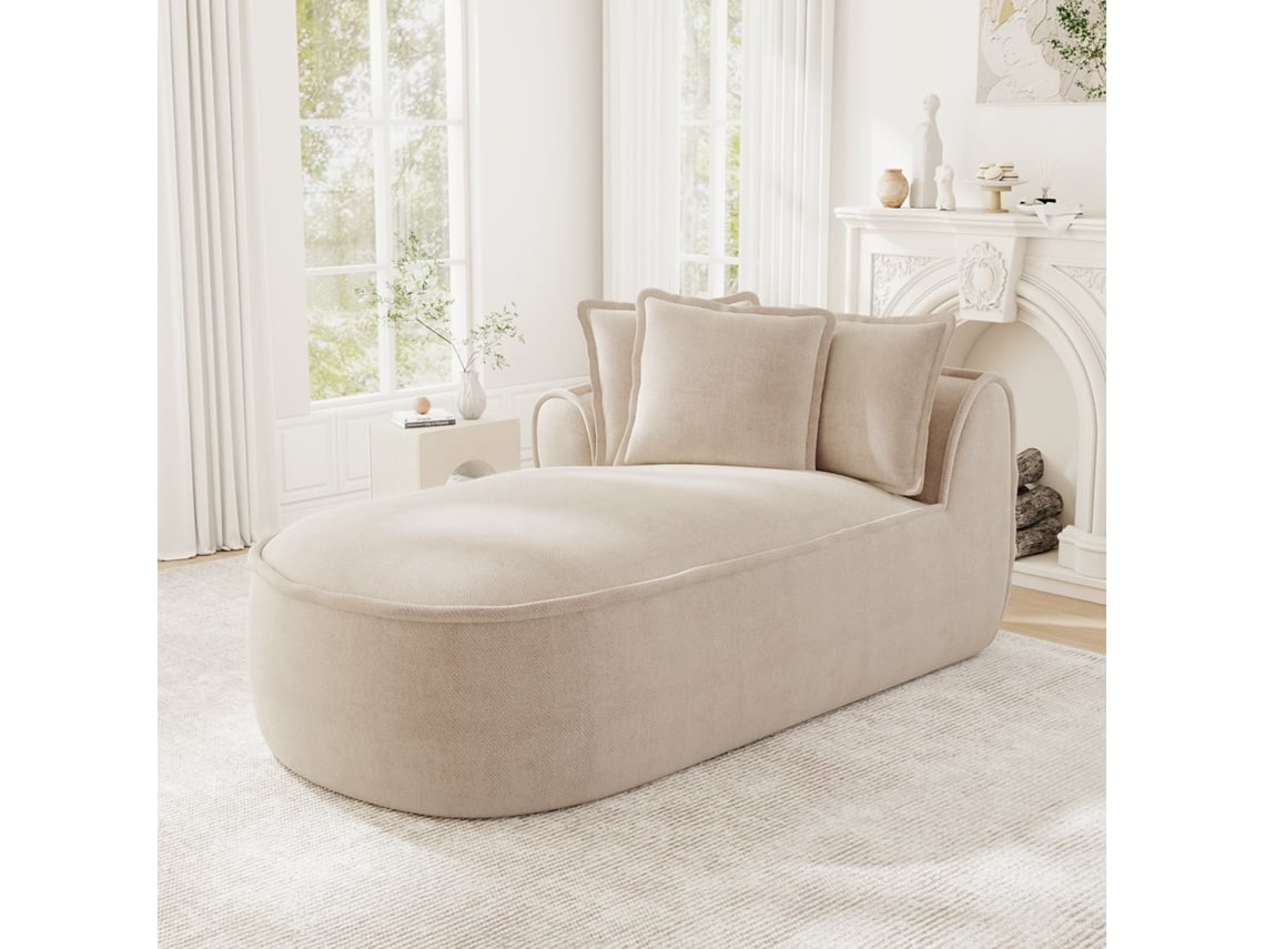 Manchester Chaise Esquerda Com Almofadas Em Chenille, Taupe Claro