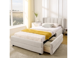 Cama de Solteiro 90x200 cm com Armazenamento, Sistema Hidráulico, Iluminação Led, USB ZKAKA