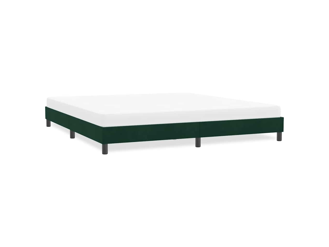 Vidaxl Estrutura De Cama Sem Colchão 180x220 Cm Veludo Verde-escuro