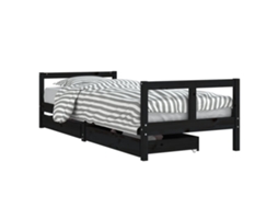 Kids Bed Frame, Kids Bed Frames Vidaxl Preto Madeira De Pinho (80 X 200 Cm)