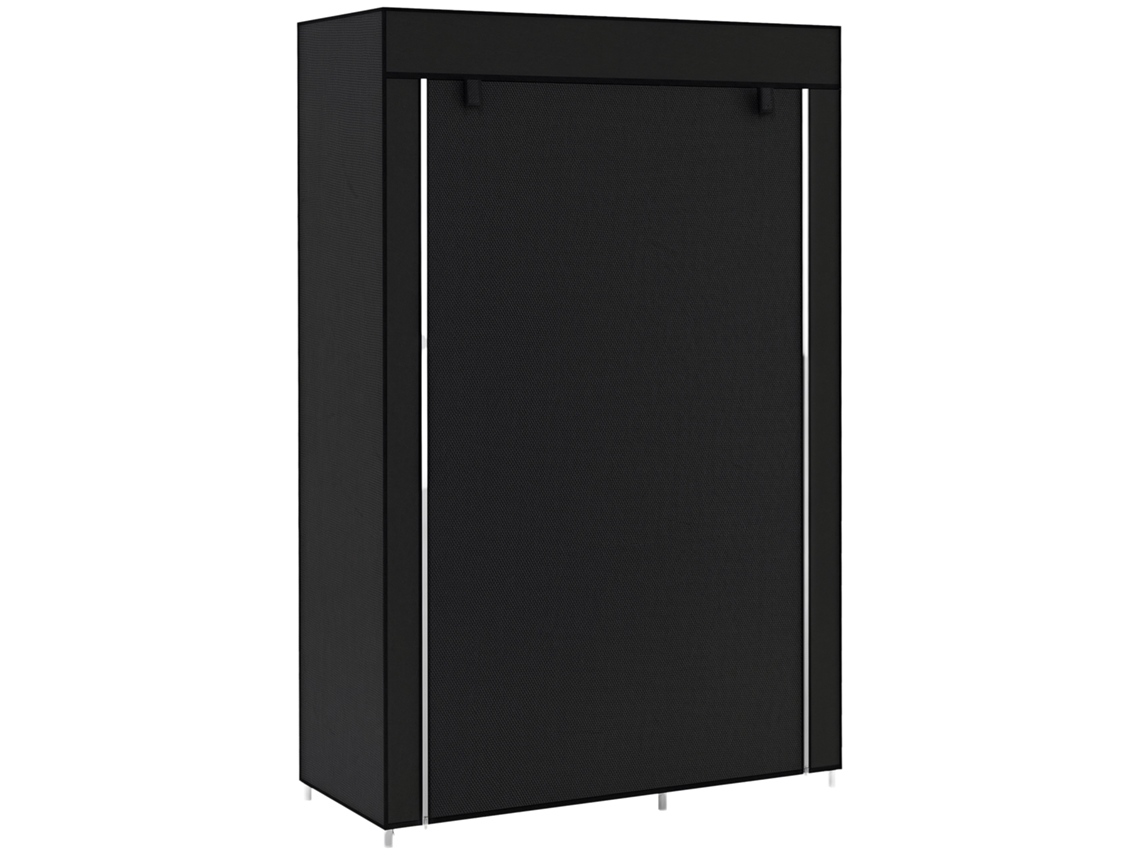 Roupeiro Dobrável com 6 Prateleiras e 1 Barra, 103x43x162.5cm, Preto BTFORUS