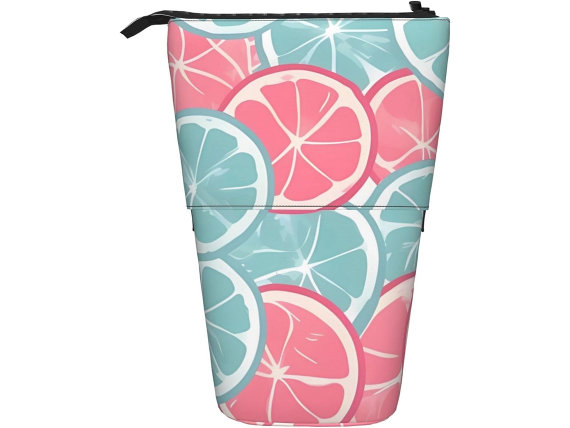 Pink Blue Case Trousse Crayons Télescopique Citrus Slices Print Durable Boite Crayon Légère Peil