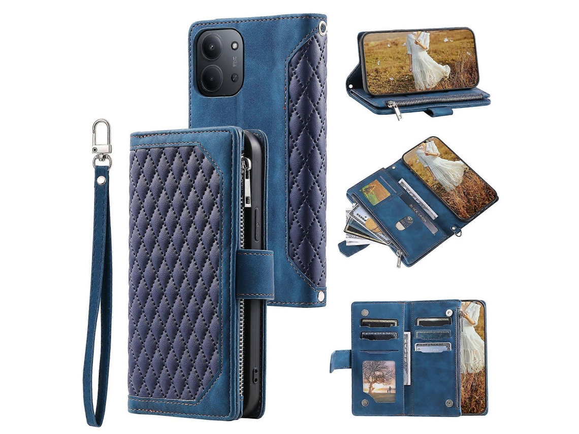 Capa Tipo Carteira Tkdaddy Para Xiaomi Redmi 15c 5g (ue) (173 Mm) / 15c 4g (ue) (173 Mm) Com Costura Em Losango E Couro Sintético, Com Alça De Pulso,