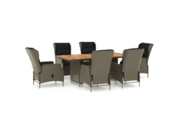 Maison Exclusive - 7 Pcs Conjunto Jantar Exterior Com Almofadões Vime Pe Castanho